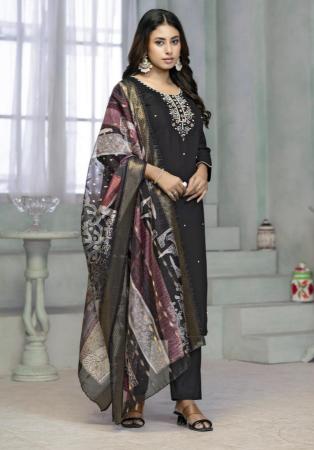 Picture of Rayon & Cotton Black Readymade Salwar Kameez