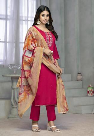 Picture of Rayon & Cotton Crimson Readymade Salwar Kameez