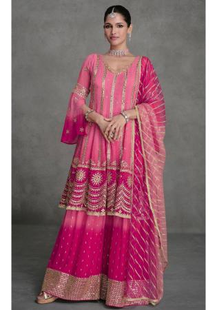 Picture of Georgette Hot Pink Straight Cut Salwar Kameez