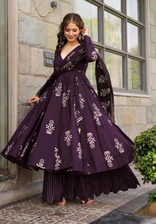 Picture of Sightly Chiffon Purple Readymade Salwar Kameez