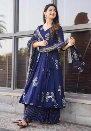 Picture of Chiffon Dark Slate Blue Readymade Salwar Kameez