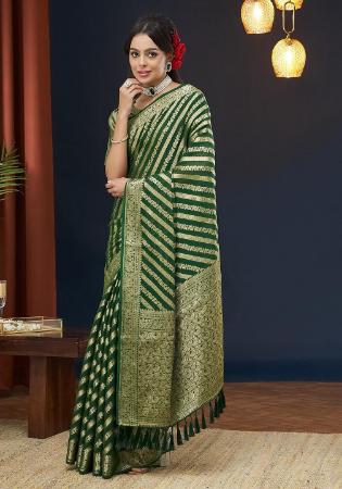 Picture of Alluring Georgette Dark Olive Green Saree