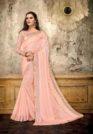 Picture of Charming Georgette & Silk Pink Saree