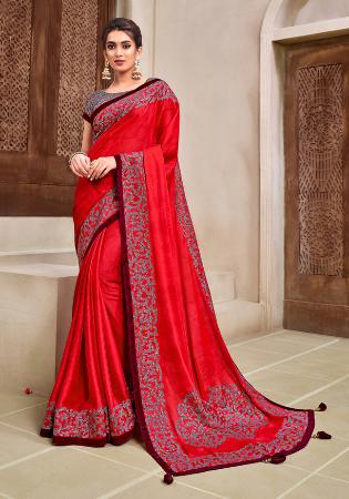 Picture of Resplendent Georgette & Silk Dark Red Saree