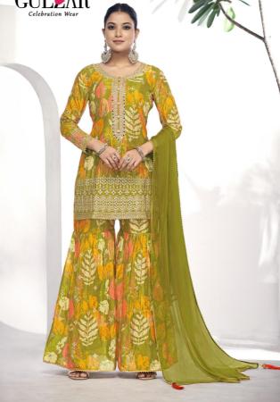 Picture of Stunning Chiffon Orange Straight Cut Salwar Kameez