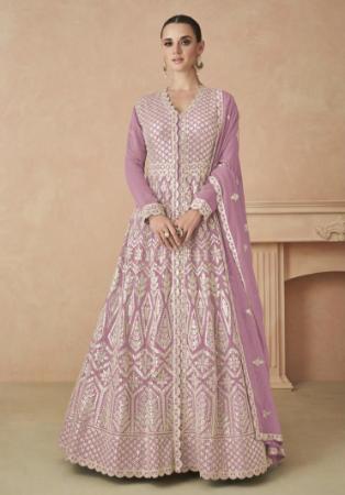 Picture of Sublime Georgette Rosy Brown Anarkali Salwar Kameez