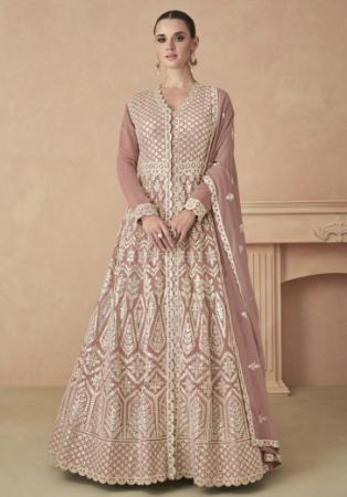 Picture of Bewitching Georgette Rosy Brown Anarkali Salwar Kameez