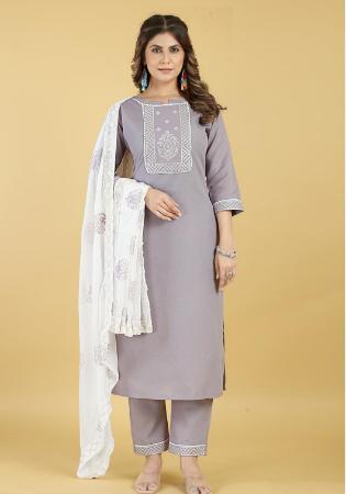 Picture of Bewitching Cotton Dark Grey Readymade Salwar Kameez