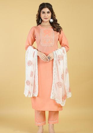 Picture of Stunning Cotton Light Salmon Readymade Salwar Kameez