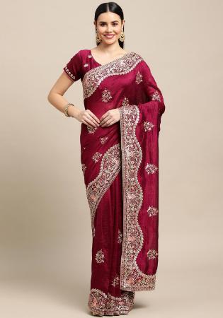 Picture of Amazing Silk Dark Magenta Saree