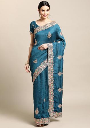 Picture of Ideal Silk Steel Blue Saree