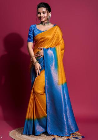 Picture of Comely Silk Cornflower Blue Saree