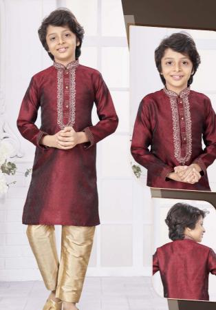 Picture of Elegant Silk Maroon Kurtas