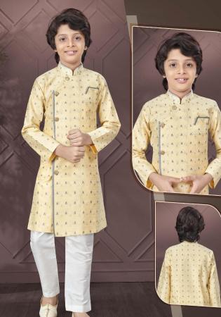 Picture of Appealing Silk Pale Golden Rod Kurtas