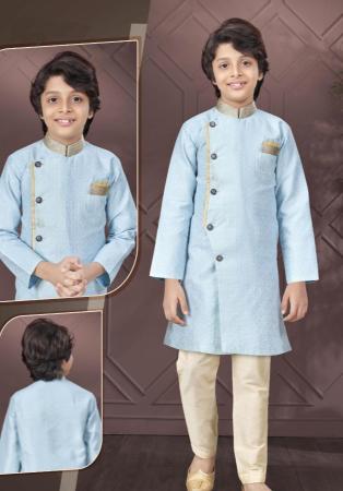 Picture of Wonderful Silk Light Steel Blue Kurtas