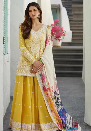 Picture of Cotton Dark Golden Rod Straight Cut Salwar Kameez