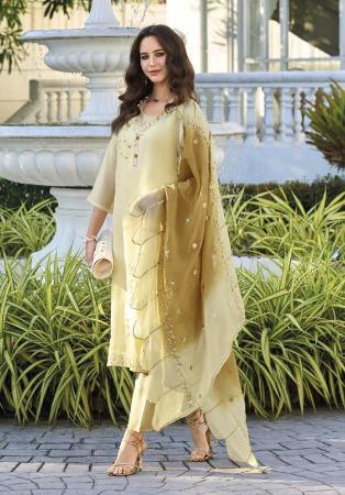 Picture of Excellent Organza Dark Khaki Readymade Salwar Kameez