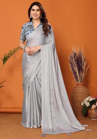 Picture of Gorgeous Georgette Light Grey Saree