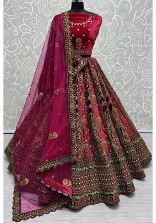 Picture of Comely Chiffon Medium Violet Red Lehenga Choli