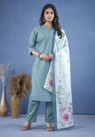 Picture of Silk Light Steel Blue Readymade Salwar Kameez