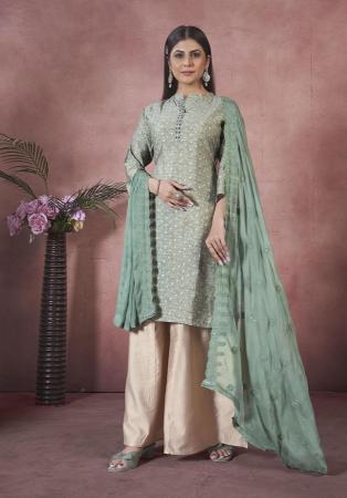 Picture of Fine Silk Tan Readymade Salwar Kameez