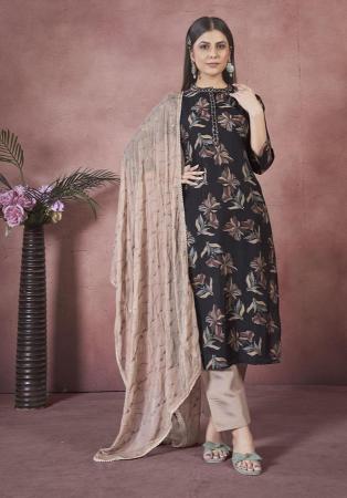 Picture of Excellent Silk Black Readymade Salwar Kameez