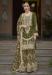 Picture of Chiffon Dark Olive Green Straight Cut Salwar Kameez