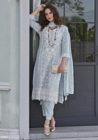 Picture of Organza Light Slate Grey Readymade Salwar Kameez