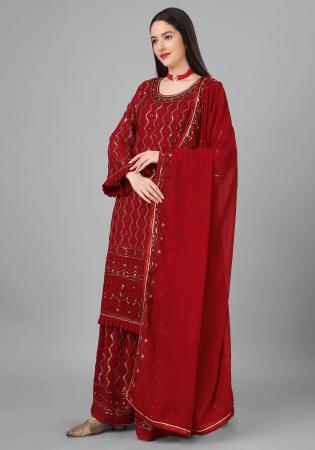 Picture of Admirable Georgette Maroon Anarkali Salwar Kameez