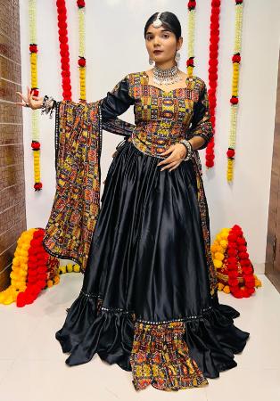 Picture of Ravishing Rayon & Silk Black Readymade Lehenga Choli