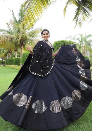 Picture of Nice Rayon & Silk Black Readymade Lehenga Choli