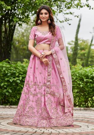 Picture of Good Looking Satin & Silk Pale Violet Red Lehenga Choli