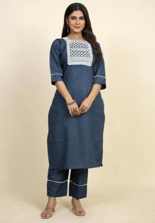 Picture of Cotton & Silk Dark Slate Grey Kurtis And Tunic