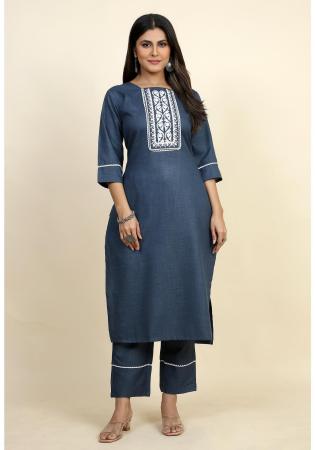 Picture of Charming Cotton & Silk Steel Blue Kurtis And Tunic