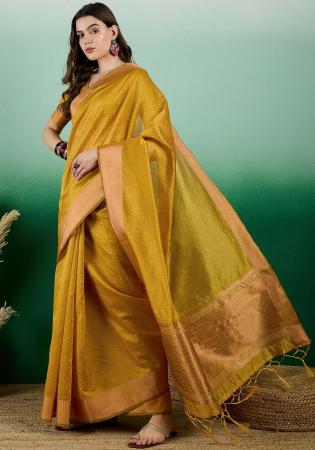 Picture of Gorgeous Organza Golden Rod Saree