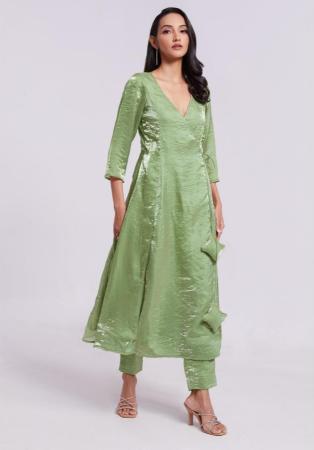 Picture of Organza Dark Sea Green Readymade Salwar Kameez