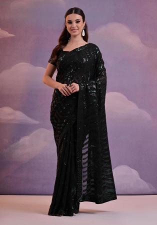 Picture of Fine Georgette Black Saree