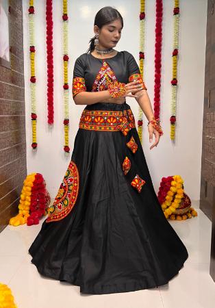 Picture of Pretty Cotton & Silk Black Lehenga Choli