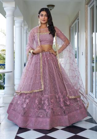 Picture of Elegant Net Rosy Brown Lehenga Choli