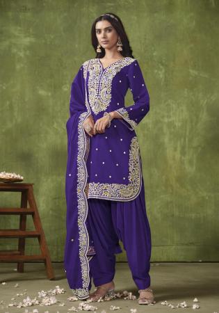 Picture of Magnificent Chiffon Purple Straight Cut Salwar Kameez