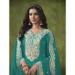 Picture of Good Looking Chiffon Teal Straight Cut Salwar Kameez