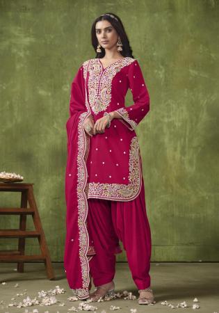 Picture of Chiffon Light Coral Straight Cut Salwar Kameez