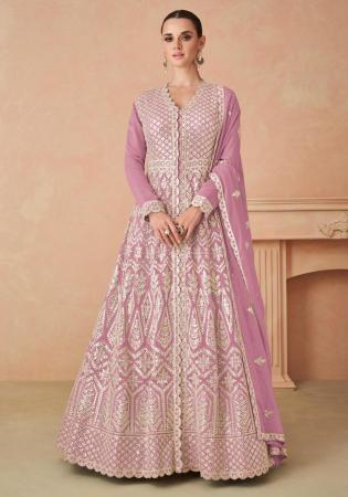 Picture of Georgette Pale Violet Red Anarkali Salwar Kameez