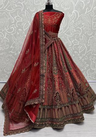 Picture of Charming Chiffon Red Lehenga Choli