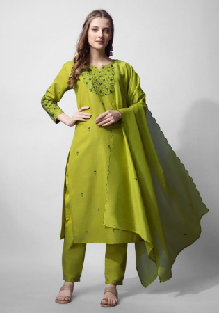 Picture of Amazing Cotton Olive Readymade Salwar Kameez