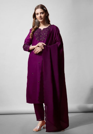 Picture of Pleasing Cotton Purple Readymade Salwar Kameez