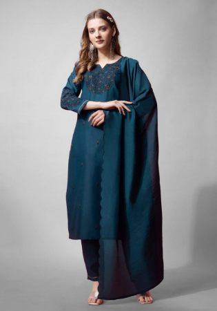 Picture of Pleasing Cotton Midnight Blue Readymade Salwar Kameez