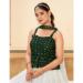 Picture of Georgette White & Dark Olive Green Lehenga Choli