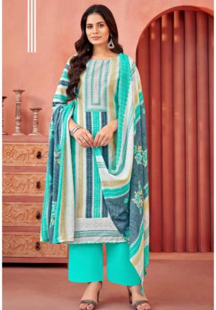 Picture of Cotton Dark Turquoise Straight Cut Salwar Kameez