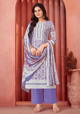 Picture of Cotton Light Slate Grey Straight Cut Salwar Kameez